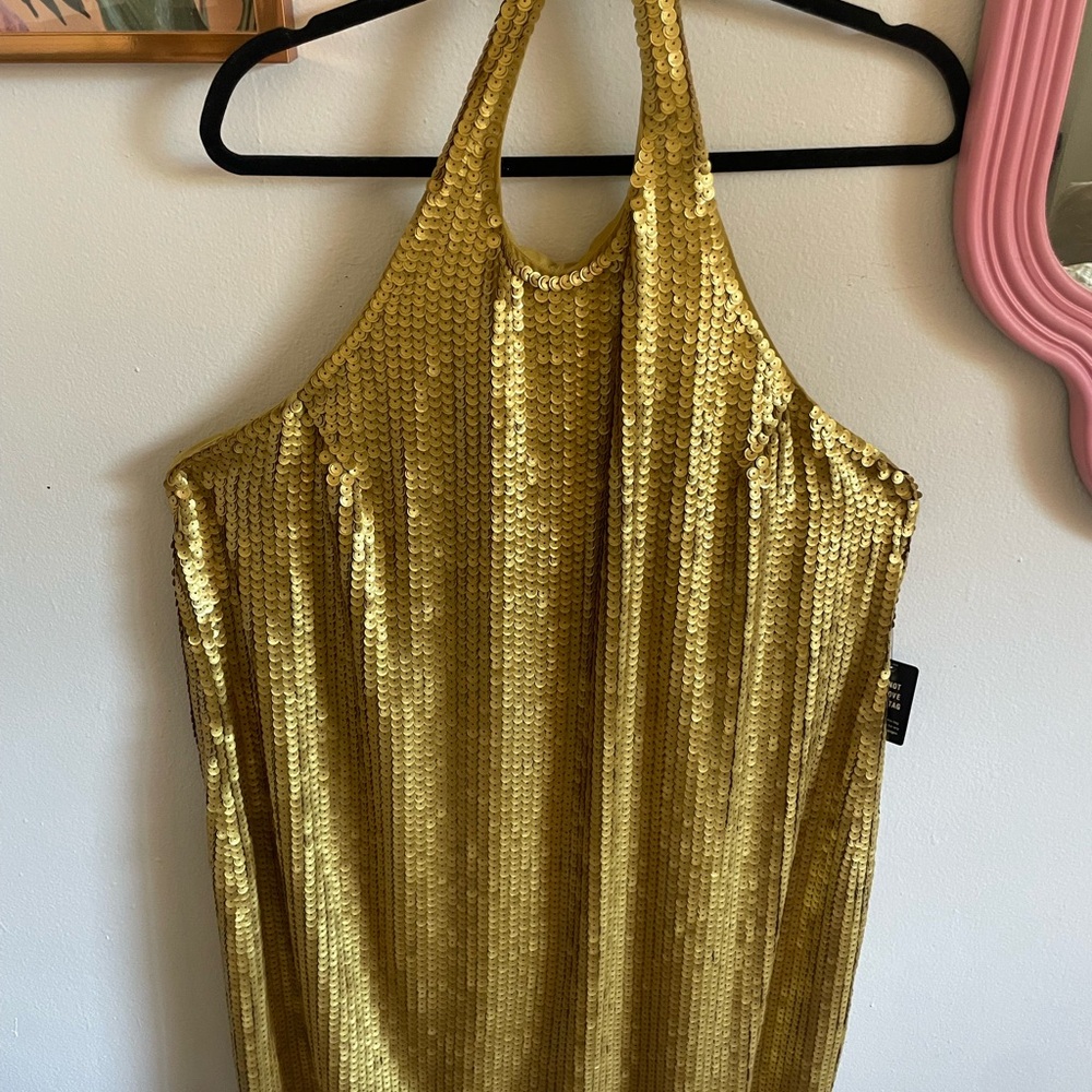 Express Gold Sequin Dress